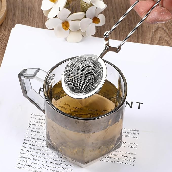 24 Pcs Tea Infuser for Loose Tea Stainless Steel Mesh Snap Teas Ball Strainers with Handle Snap Ball Teas Strainer for Seasonings, Spices(Silver)