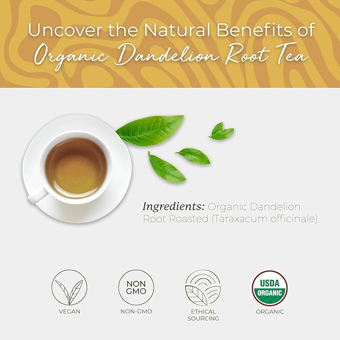 Starwest Botanicals Organic Dandelion Root Tea - Cleansing Herbal Tea, Caffeine Free, Natural Elimination Support