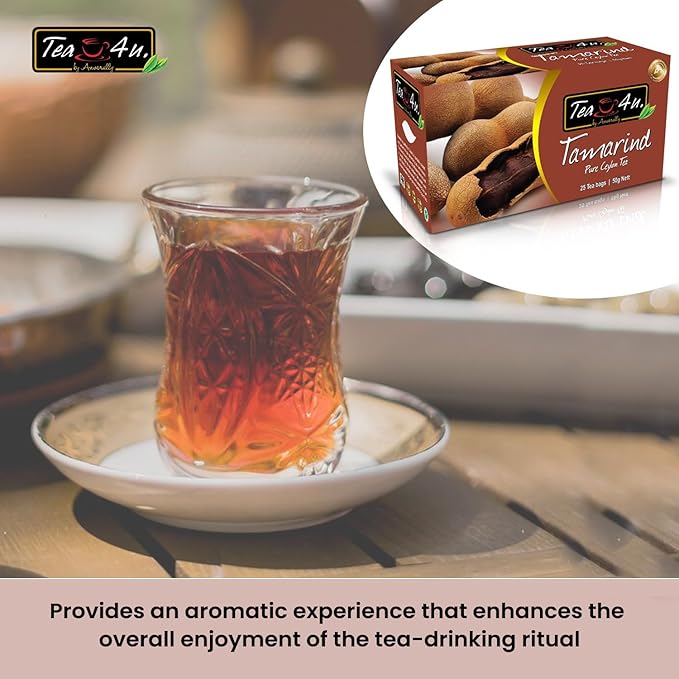 Tea4U Flavored Black Ceylon TeaBags - Tamarind, Ideal Quality from Sri Lanka's Finest Leaves and Expertly Blended - 25 Count