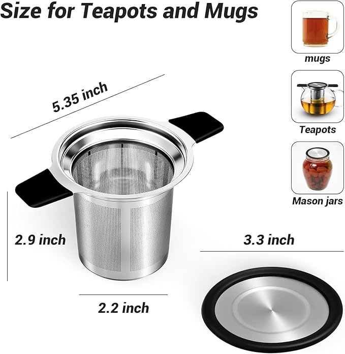 Tifanso Stainless Steel Tea Infuser Steeper Strainer for Loose Leaf Tea, Fine Mesh Reusable Diffusers Ball Bag Filter Holder with Heat Proof Handles