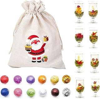 12 Assorted Blooming Flower Tea Balls Gift Set for Christmas| Handmade Herbal Flowering Tea Balls Variety Individual Packing| Blooming Green Teas with Flowers for Teas Lovers, Anniversary, Valentine, Birthday