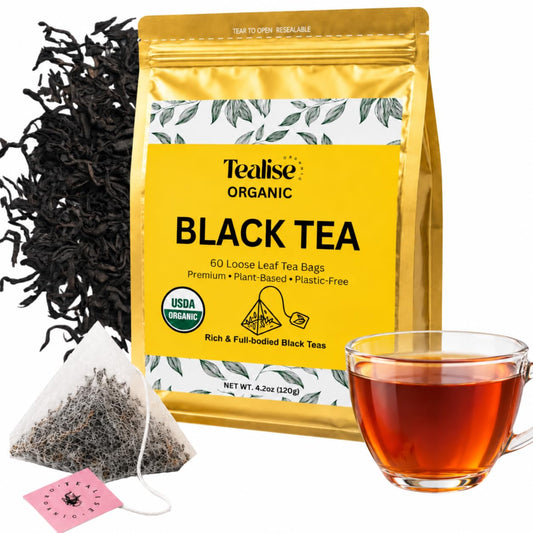 Organic English Breakfast Black Tea – High Mountain Yunnan Whole Leaf Tea – Bold, Smooth &amp; Full-Bodied Morning Tea (60 Tea bag (Pack of 1))