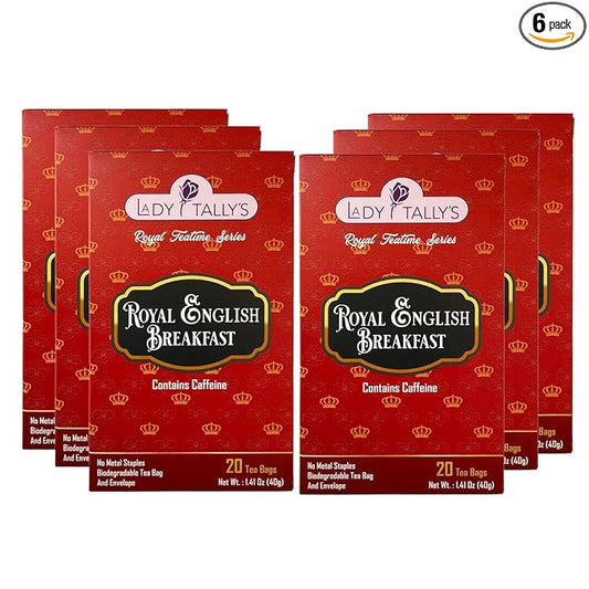 Herbal Cup Tea - Lady Tallys Royal English Breakfast, Rich Flavor and Aroma for Daily Indulgence, Caffeinated, Enjoy Hot Cold Summer Winter