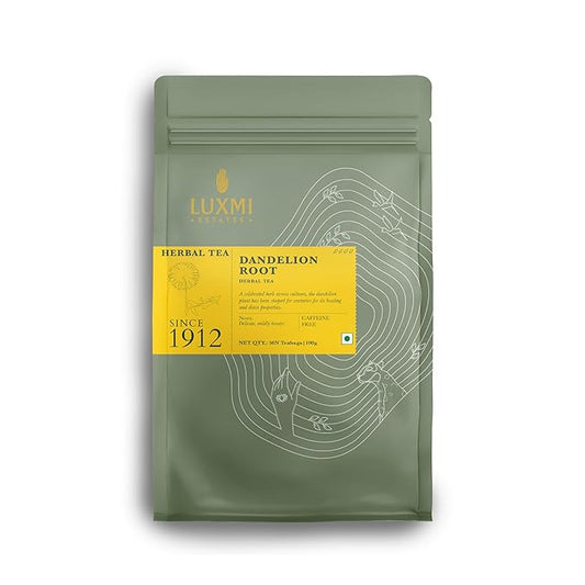 Luxmi Estates Pure Dandelion Herbal Organic Dandelion Tea (50 Tea Bags) Caffeine Free Tea Bags For Detox, Cleansing, and Digestion, With Certified Organic Dandelion Root Tea