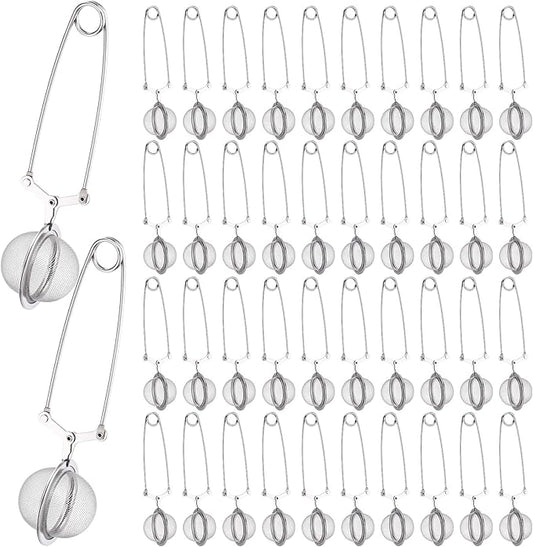 Yinder 40 Pcs Loose Leaf Tea Infuser Stainless Steel Mesh Snap Tea Ball Strainers with Handle Metal (Silver)