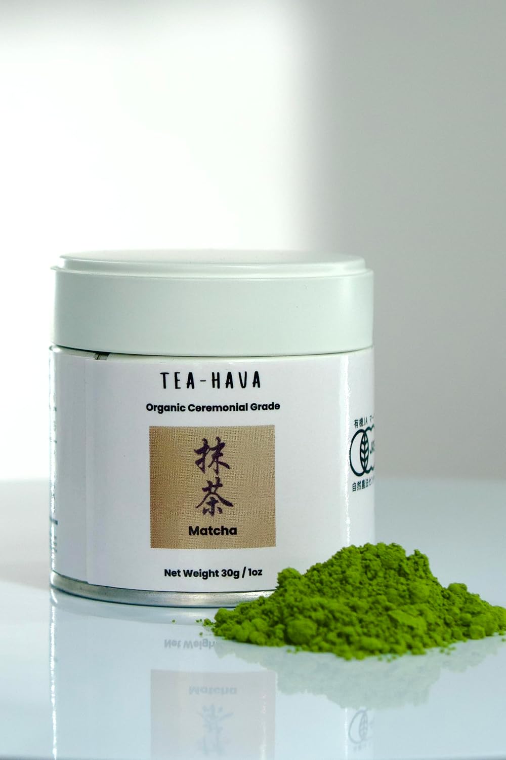 TEA-HAVA: CERTIFIED JAPANESE ORGANIC Matcha Superior Ceremonial Blend – Authentic Japanese First Harvest Ceremonial Grade AA (100% Organic) Matcha Green Tea Powder from Uji, Kyoto (30g / 1.06 oz)