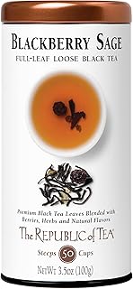 The Republic of Tea Blackberry Sage Full-Leaf Loose Black Tea, 3.5 oz Tin | Steeps 50 Cups