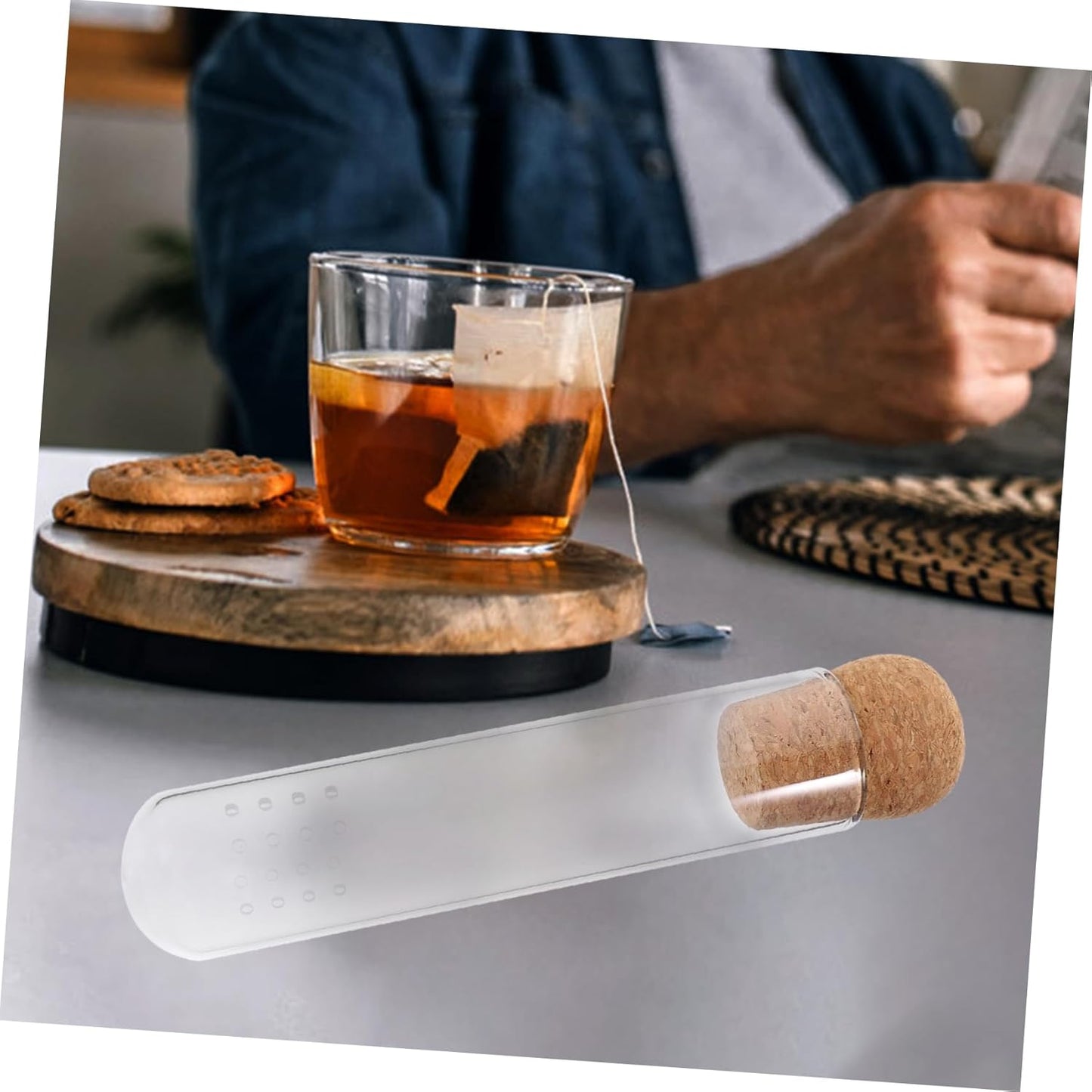 LIFKOME Loose Leaf Tea Infuser Tube Glass Tea Strainer High Borosilicate Filter Convenient Test Tube for Use