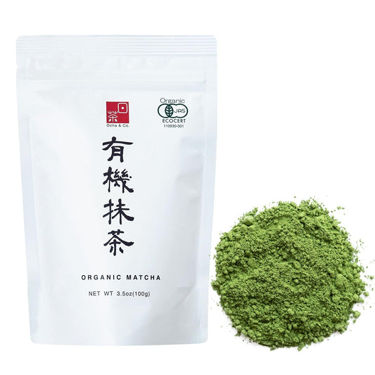 Ocha &amp; Co. Shizuoka Organic Matcha - Ceremonial Grade - ECO JAS Organic Certified - Japanese First-Harvest Matcha Green Tea Powder, Traditionally Stone-Milled, 100g.