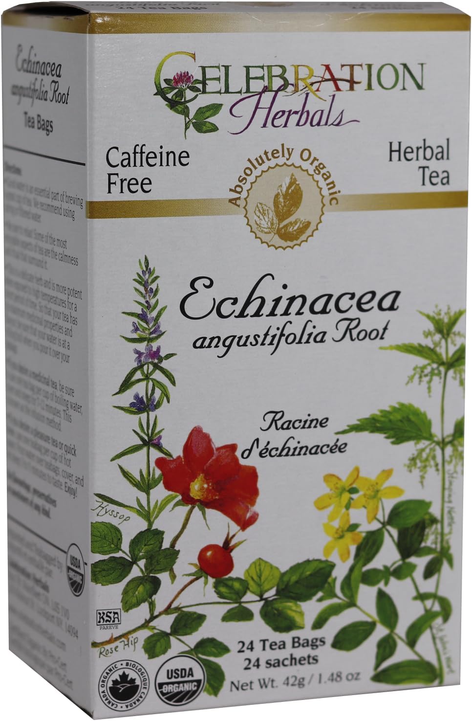 Celebration HERBALS Echinacea ANG Herb Tea Organic 24 Bag, 0.02 Pound
