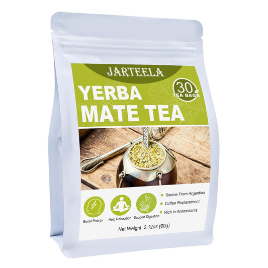 Jarteela - Yerba Mate Tea Bags, 30 Count, Unsmoked Mate Tea | Premium unsmoked Yerba Mate from Argentina, naturally rich in antioxidants, Non-GMO, Smooth, perfect as a coffee alternative