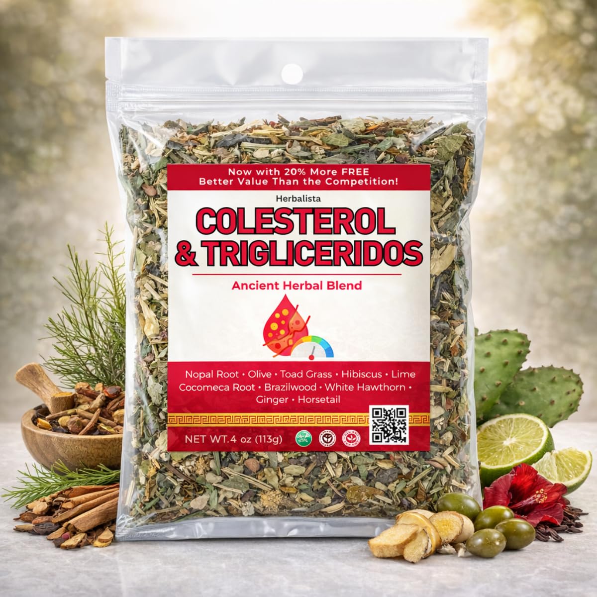 Herbalista - Colesterol Herbal Compound Tea 5oz (141g) – 100% Natural Infusion – Compuesto Ancestral Hierbas Naturales – Makes 40+ Cups – Herbal Mixture – Té Bienestar Ancestral – Non-GMO | No Cafeína