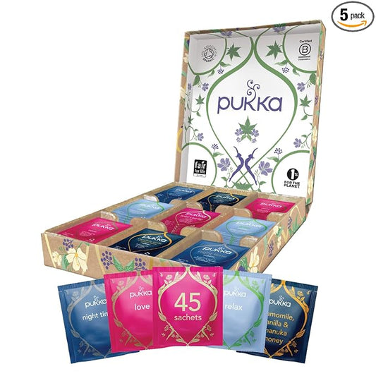 Pukka Organic Tea Bags, Relax Selection Box Herbal Tea, 45 Tea Bags