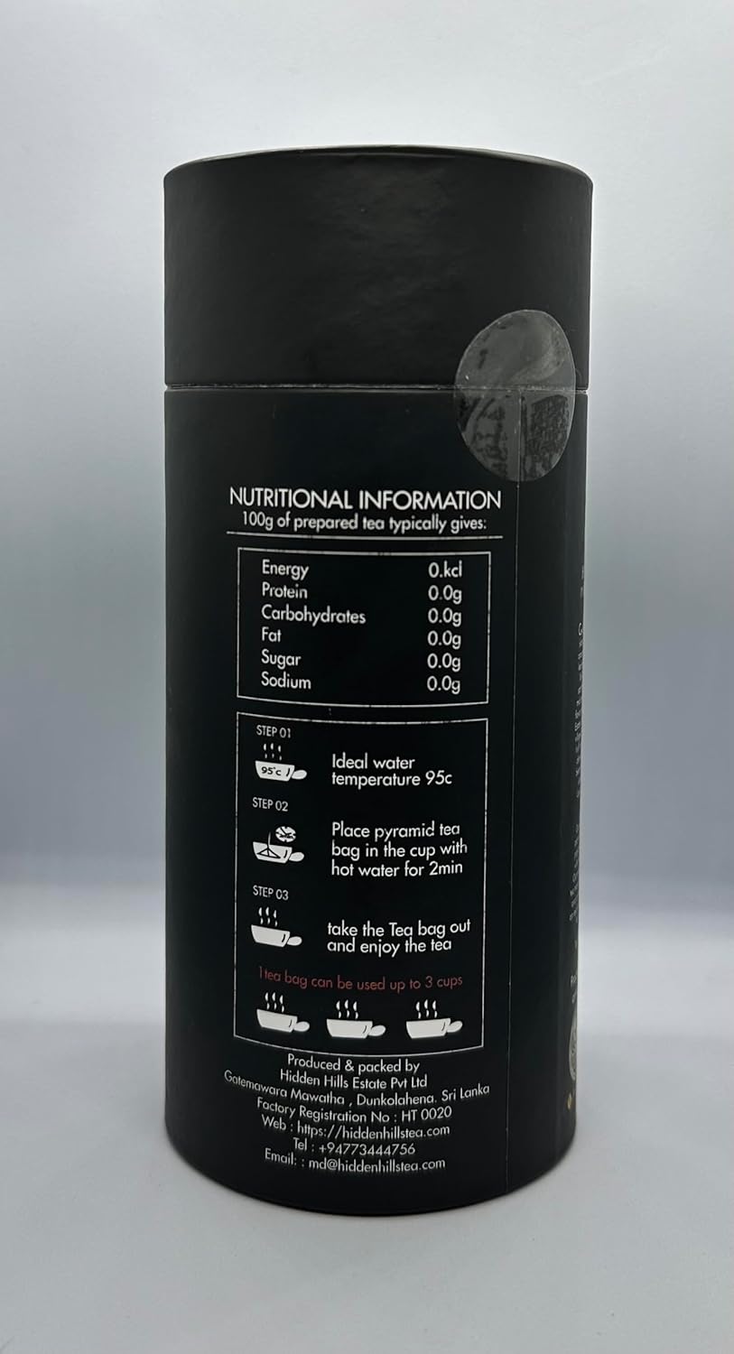 Hidden Hills Black Tea - Premium Quality Single Estate - Ceylon Tea (20 Tea Bags, 50g)