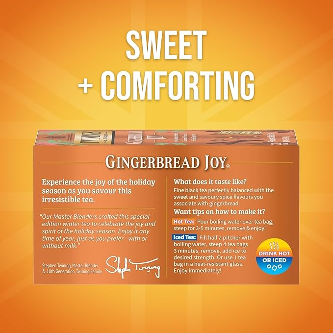 Twinings Christmas and Gingerbread Black Teas, 2-20 Count Packs, 40 Individually Wrapped Tea Bags, Aromatic with Holiday Spices, Caffeinated