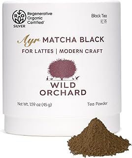Wild Orchard Ayr Matcha Black from Jeju Island - Premium Tea - 100% Regenerative Organic Certified - Premium Grade Black Matcha Tea Powder Cultivated on Jeju Island in South Korea