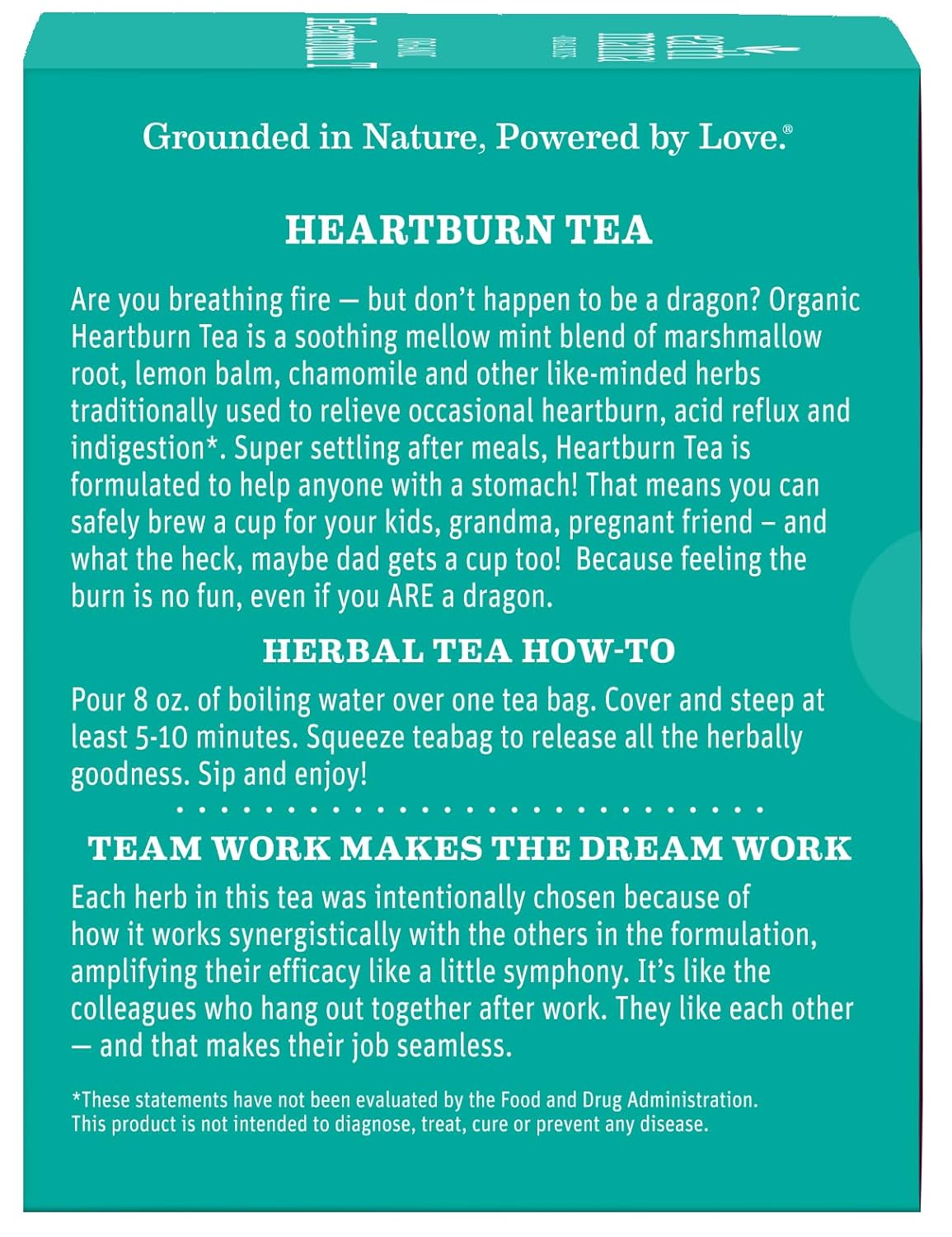 Earth Mama Organic Heartburn Tea | Pregnancy-Safe Soothing Herbal Blend with Marshmallow Root, Lemon Balm & Chamomile, 16 Teabags Per Box