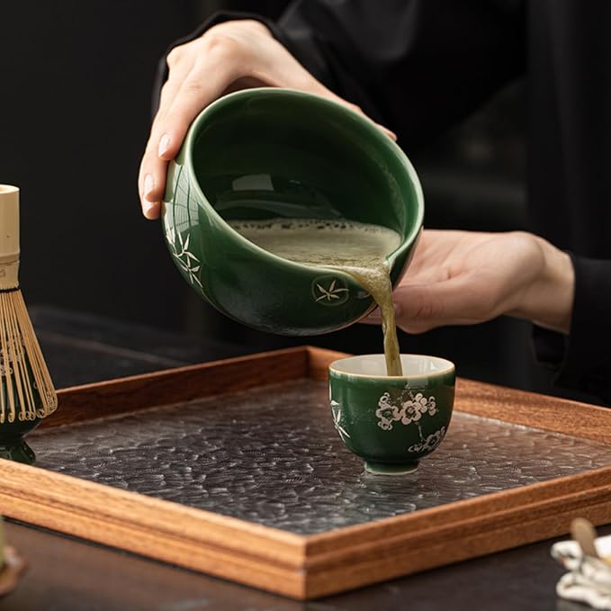 Matcha Whisk Set,8 Pcs Ceramic Matcha Set for Ceremony,Matcha Whisk kit with Bowl,Bamboo Whisk and Holder,Scoop,Sifter