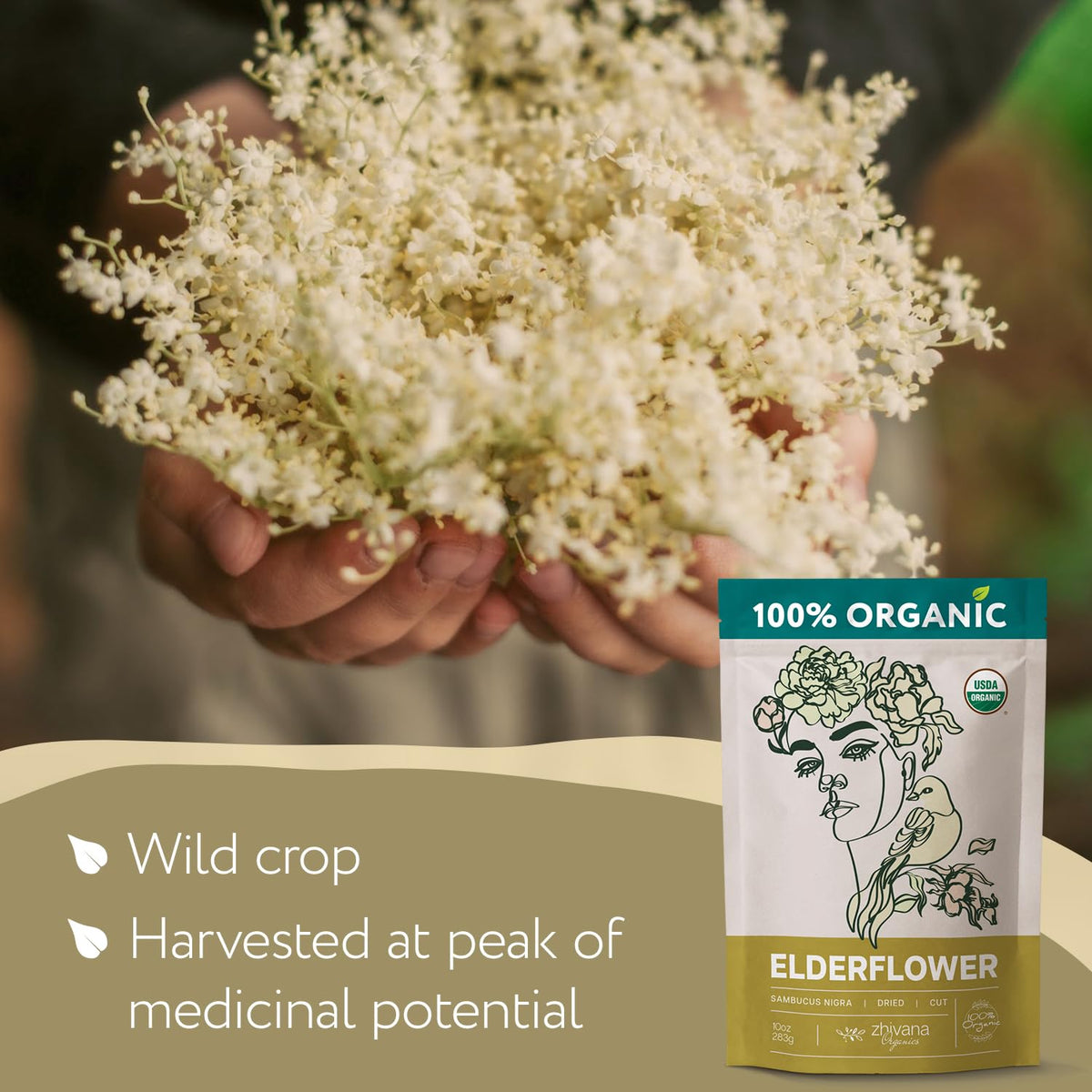 Elderflower Tea Organic 10oz. - Dried Elderflowers - Flor De Sauco Organico