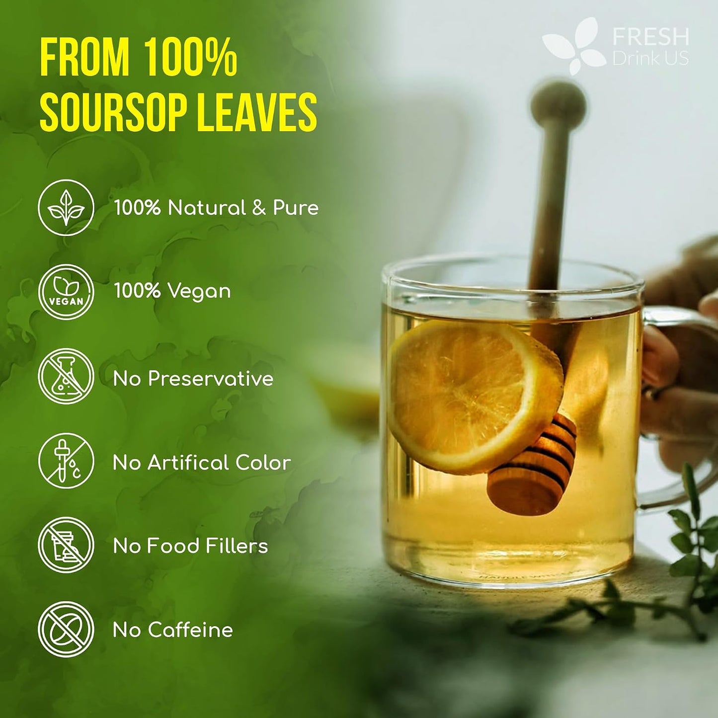 FreshDrinkUS, Soursop Graviola Leaf Tea | 45 Count | Eco-Conscious Tea Bag