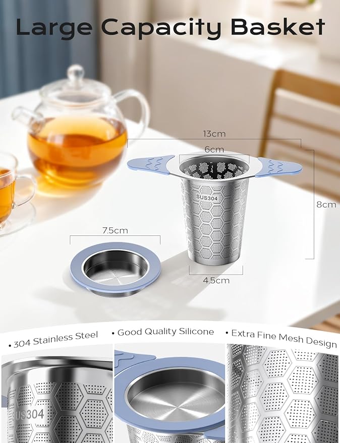 Tea Infuser for Loose Leaf Tea,Stainless Steel Tea Infuser with Heat Proof Silicone Handles