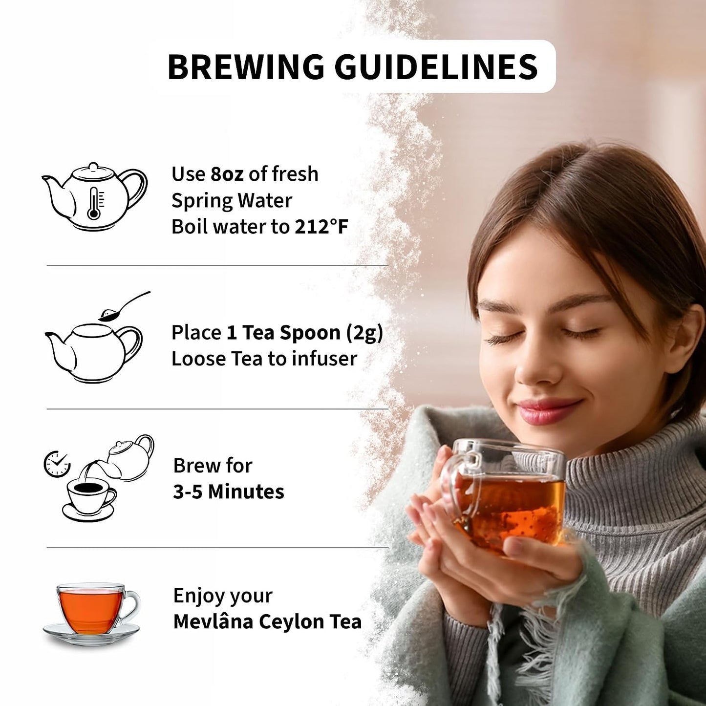 Mevlâna - Ceylon Earl Grey Black Tea | Loose Leaf | Light Bergamot | 1 lb | Earl Grey Sri Lankan Black Tea | Premium Whole Leaf Tea | Rich &amp; Smooth Flavor | Perfect for Hot or Iced Brewing | 1lb(454 g)