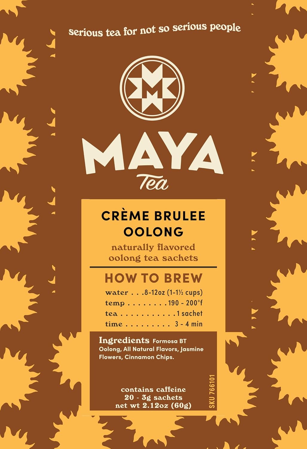 Maya Tea Creme Brulee Oolong Tea Sachets, Contains Caffeine, All Natural, Pack of 20