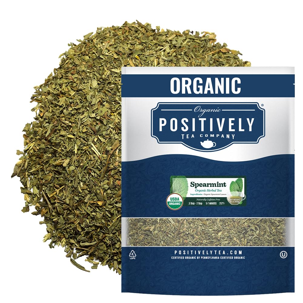 Positively Tea, Organic Spearmint Leaf, Herbal Tea, Loose Leaf, 16 Ounce