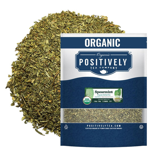 Positively Tea, Organic Spearmint Leaf, Herbal Tea, Loose Leaf, 16 Ounce