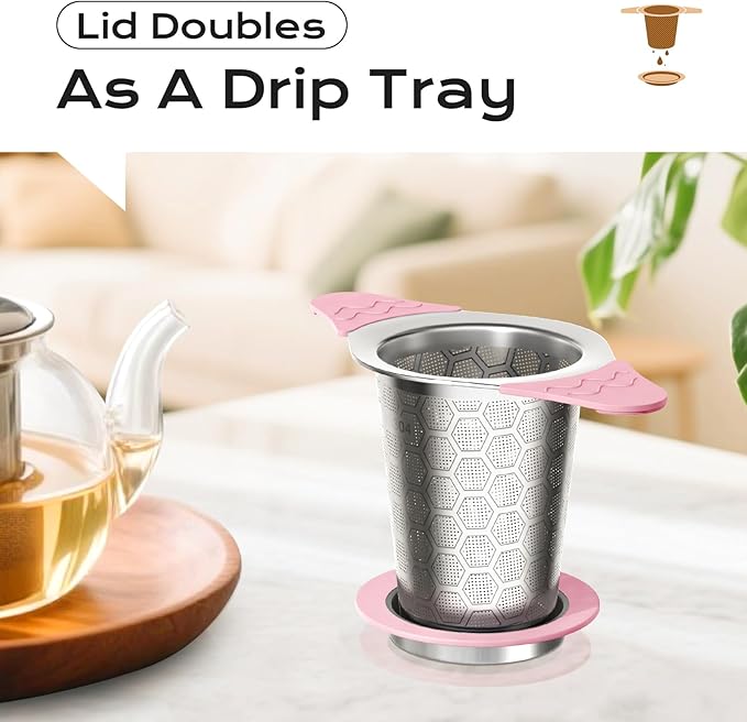 Tea Infuser for Loose Leaf Tea,18/8 Stainless Steel Tea Infuser with Heat Proof Silicone Handles