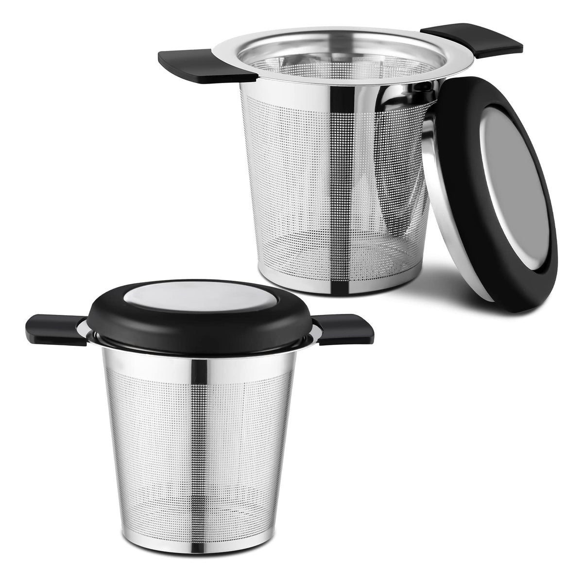 Prudiut 2 Pack Tea Infusers For Loose Tea, Stainless Steel Mesh With Lid