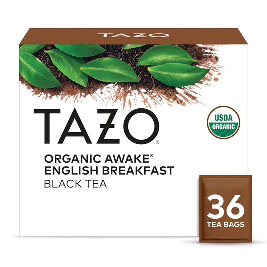 TAZO Organic Awake English Breakfast Black Tea, Black tea with Caffeine, 36 Total Bags