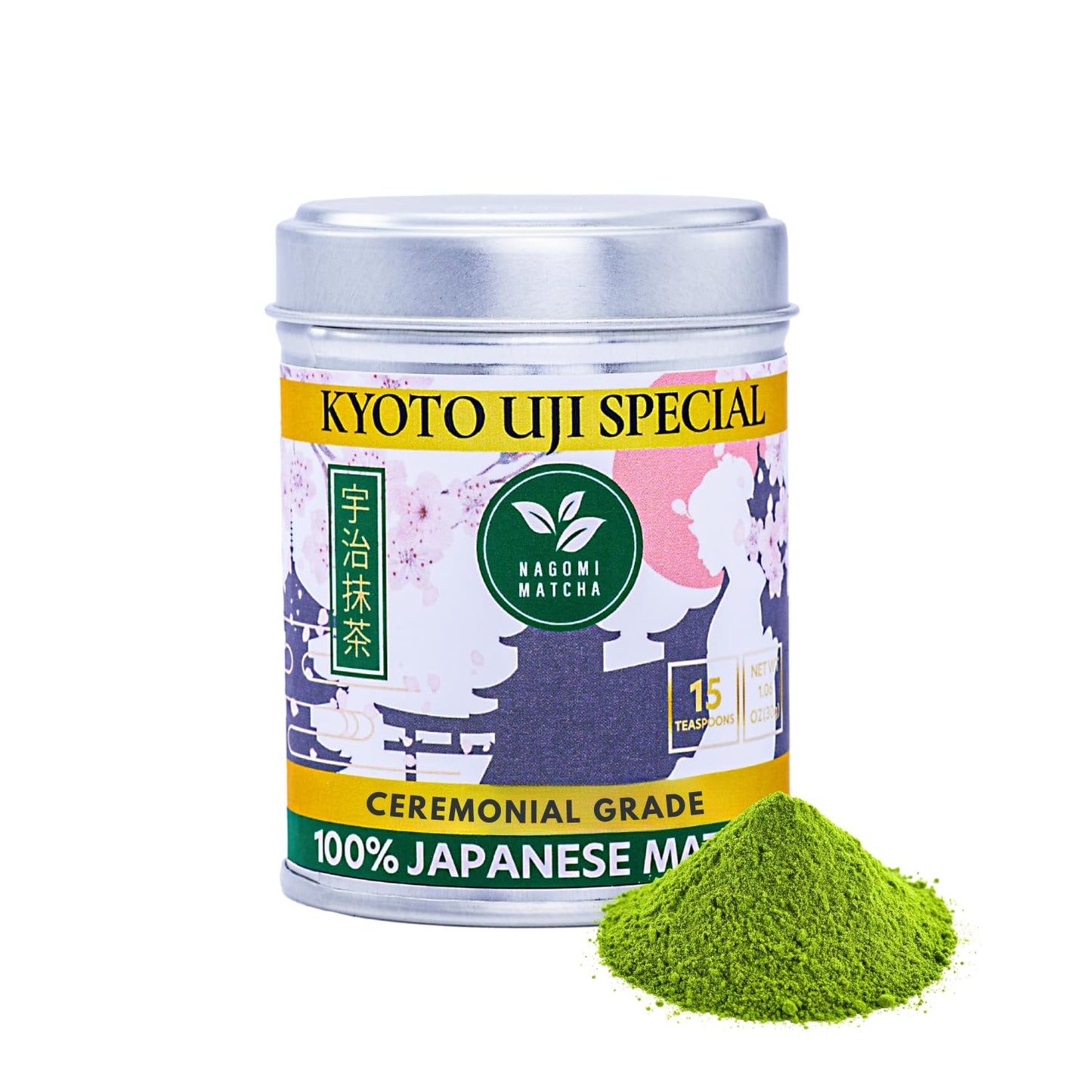 Nagomi Matcha Organic Superior Ceremonial Grade Matcha Green Tea Powder - 100% Authentic Japanese First Harvest from Uji, Kyoto (30g / 1.06oz)