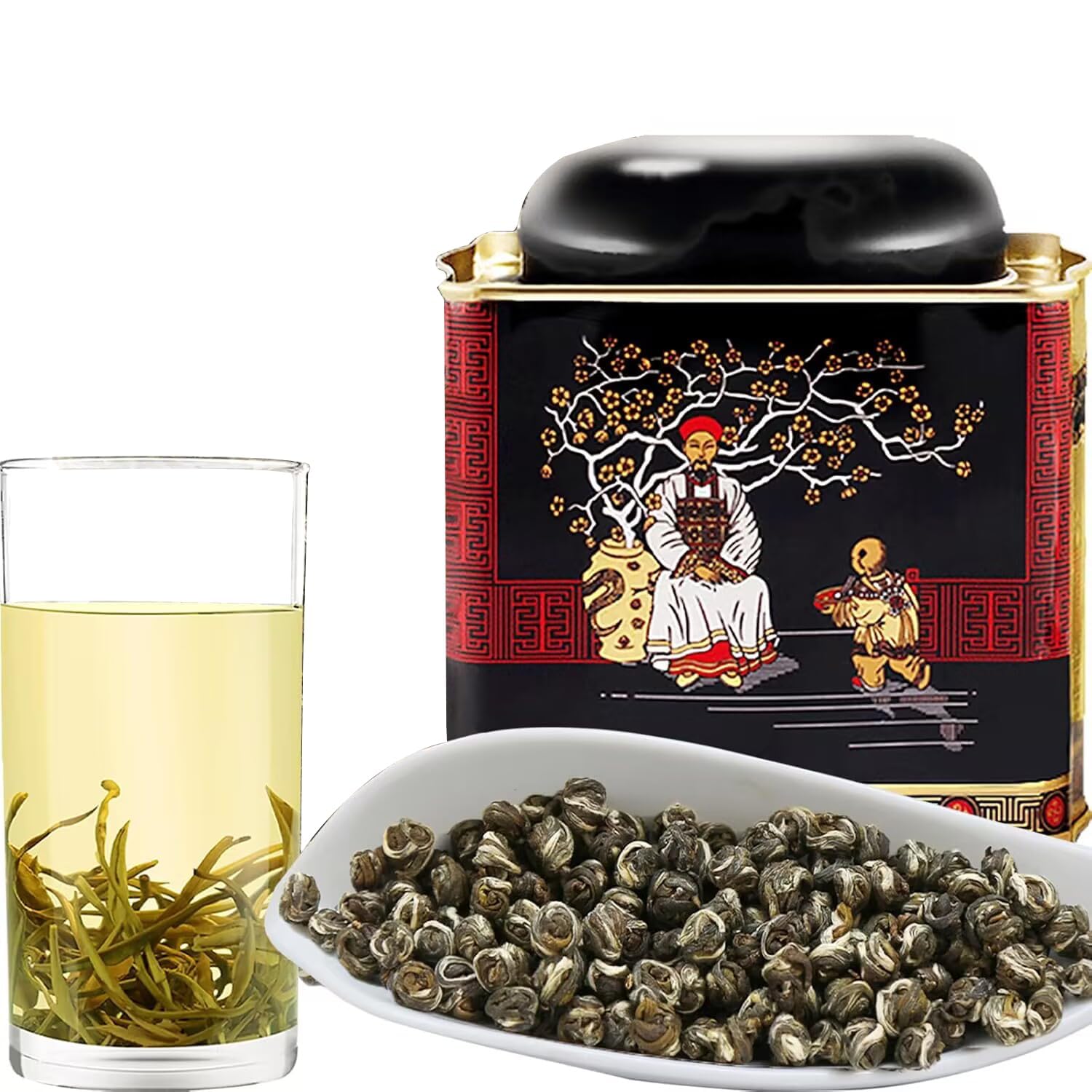 CHADUO Jasmine Dragon Pearls Green Tea 5.30oz/150g Green Tea Loose Leaf Jasmine Dragon Ball Pearl Chinese Traditional Craft 茉莉花茶 茉莉龙珠 中国绿茶