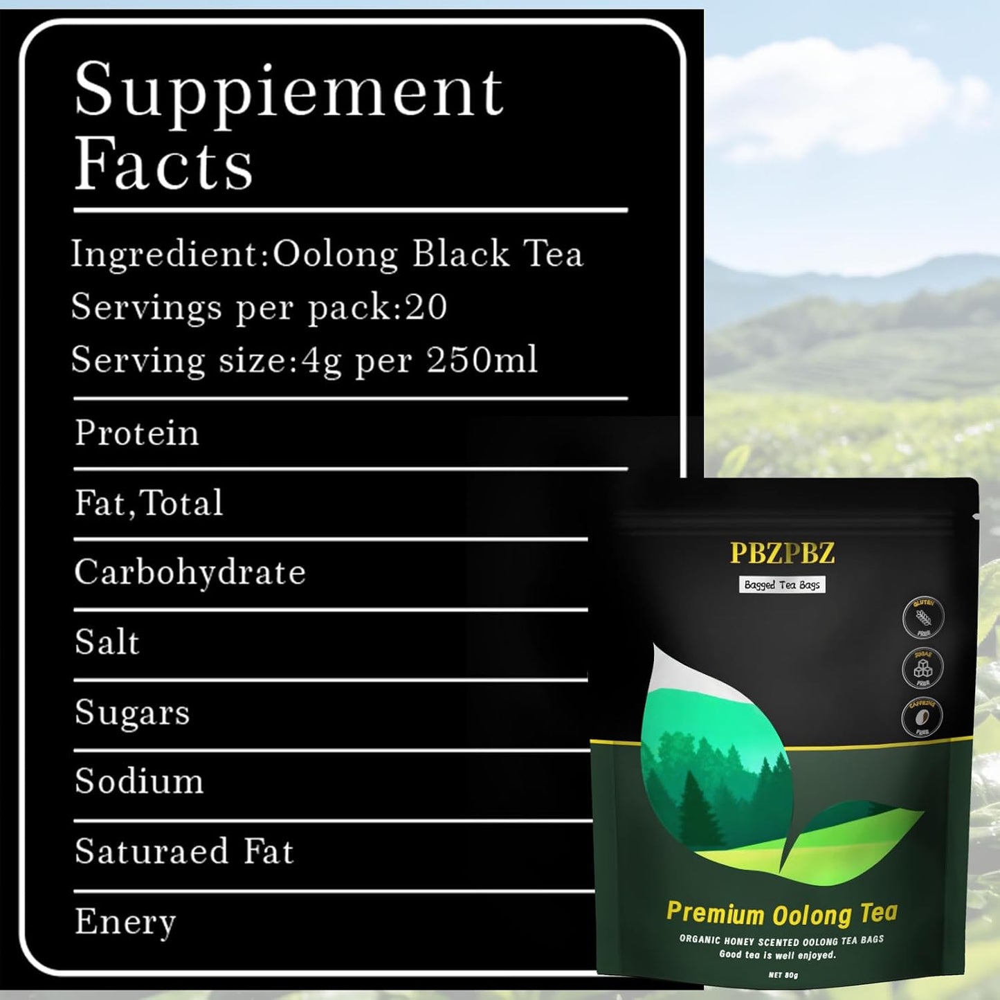 Oolong Whole Leaf Tea Bags, Organic Non-GMO, High-Altitude, 20 Count (1) | Smooth Floral Honey Taste for Daily Relaxation &amp; Wellness Ritual, Moderate Caffeine
