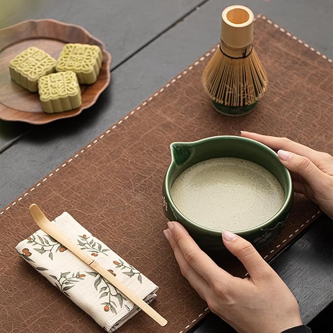 Matcha Whisk Set,8 Pcs Ceramic Matcha Set for Ceremony,Matcha Whisk kit with Bowl,Bamboo Whisk and Holder,Scoop,Sifter