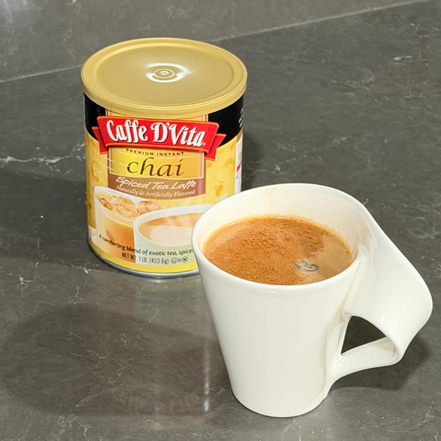 Caffe D'Vita Spiced Chai Latte Mix - Chai Tea Latte Powder Mix - 1 Lb Can | Gluten Free, Spiced Tea Powder, No Cholester