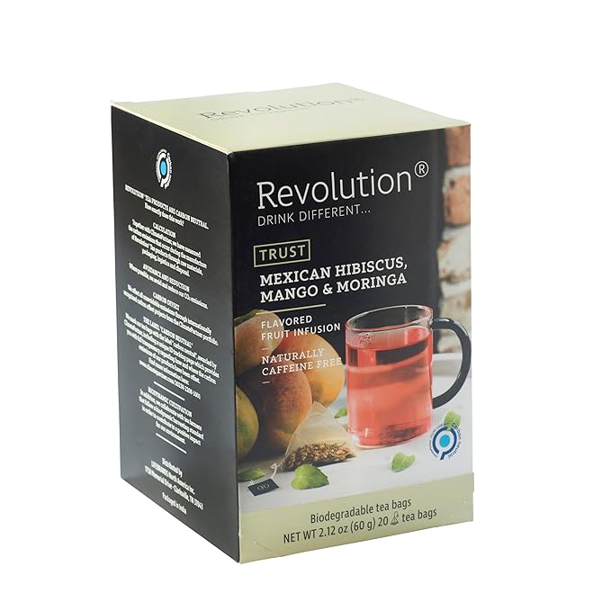 REVOLUTION TEA® Mexican Hibiscus, Mango & Moringa Fruit Tea [THE ORIGINAL] – Premium Full Leaf Tea – Biodegradable Infuser Tea Bags – Flavored Fruit Tea – Naturally Caffeine Free – 20 Bags