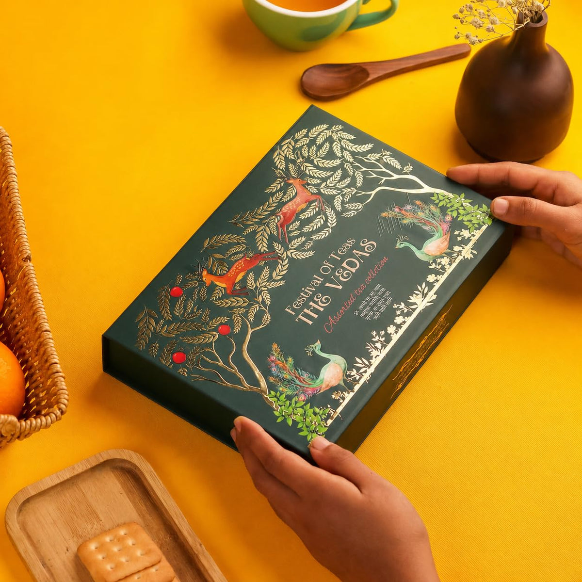 The Vedas Assorted tea sampler gift | 10 Exotic flavours | Premium Hand stitched cotton teabags of 8 different flavours along