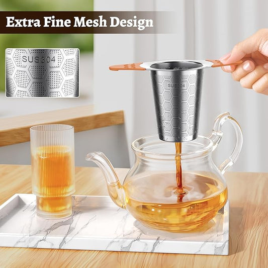 Tea Infuser for Loose Leaf Tea,18/8 Stainless Steel Tea Infuser with Heat Proof Silicone Handles