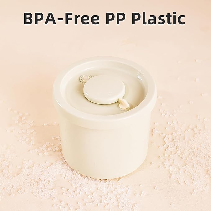 0.9L Vacuum Sealed Food Storage Container with Lid, Small Airtight Canister for Coffee, Tea, Snacks, Sugar, Flour, Dry Food, Compact Plastic Vacuum Bucket for Kitchen (Beige)