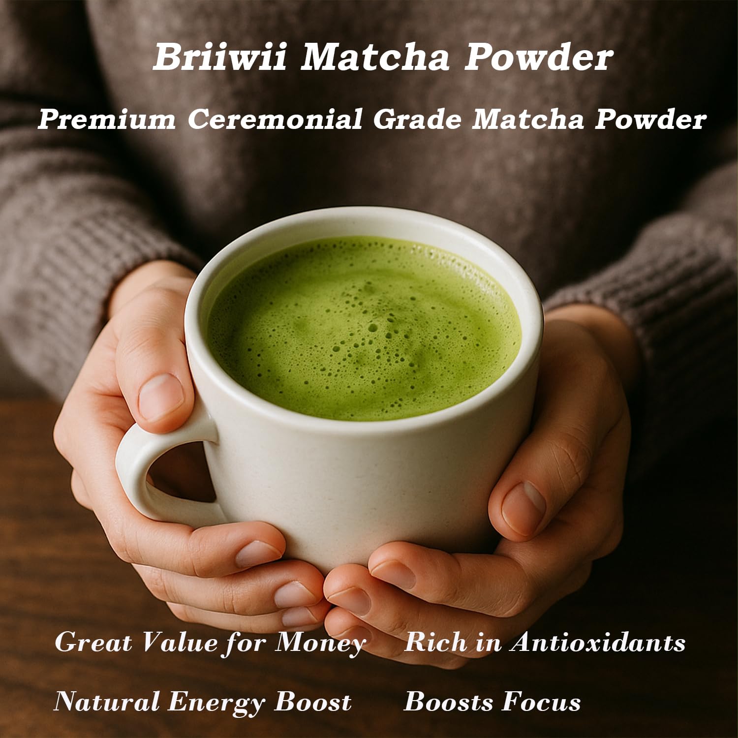 Briiwii Organic Matcha Powder Premium Japanese Matcha Green Tea Powder for Matcha Latte, Smoothies & Daily Drink, First Harvest, 30g
