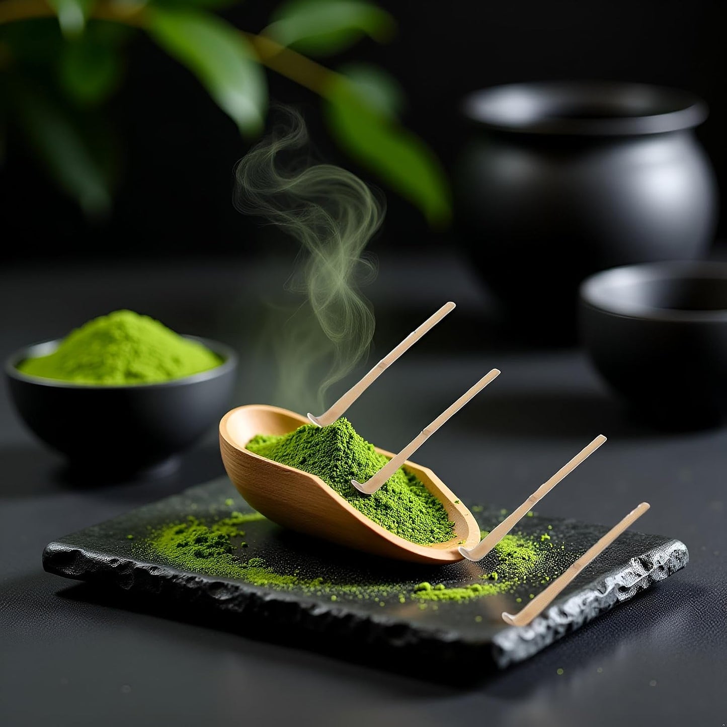 4Pcs Matcha Scoop Bamboo, Bamboo Matcha Scoop Japanese Chashaku Hooked Green Tea Spoon Tea Ceremony Utensils for Tea Lover, Tea Scoops, Coffee, Tea and Espresso 18cm