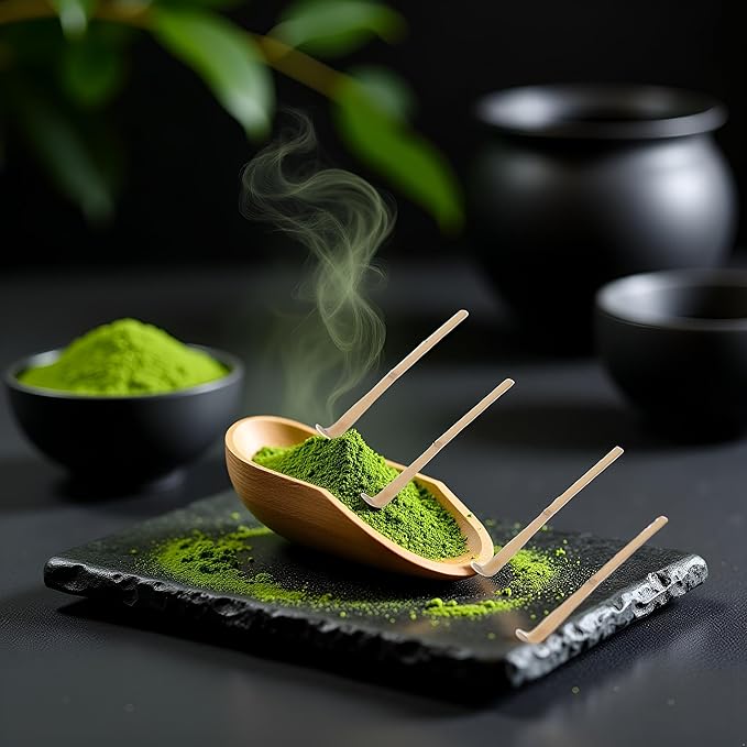 4Pcs Matcha Scoop Bamboo, Bamboo Matcha Scoop Japanese Chashaku Hooked Green Tea Spoon Tea Ceremony Utensils for Tea Lover, Tea Scoops, Coffee