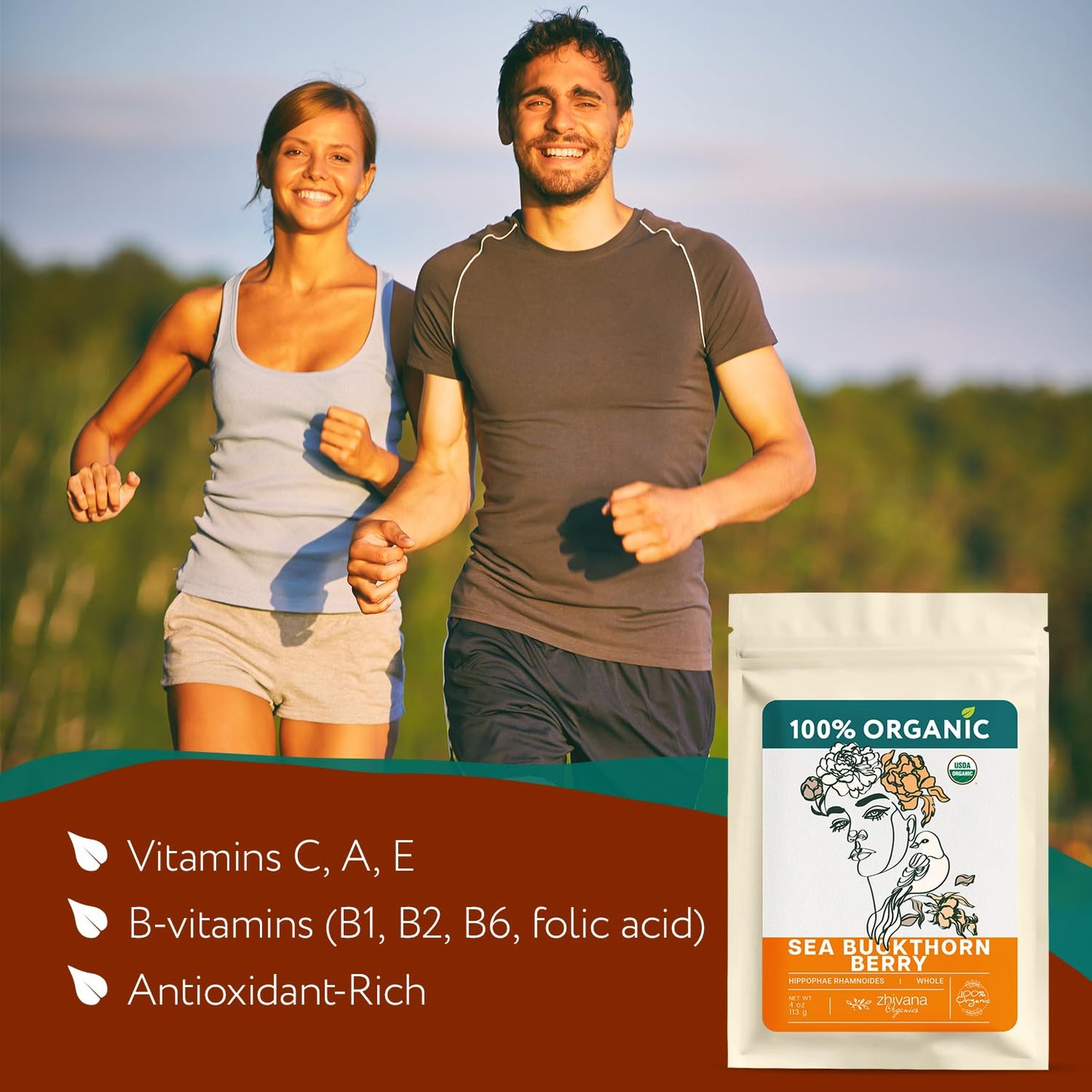 Organic Sea Buckthorn Berry 4oz. - Source of Omega 3,6,9,7 - Heart Support