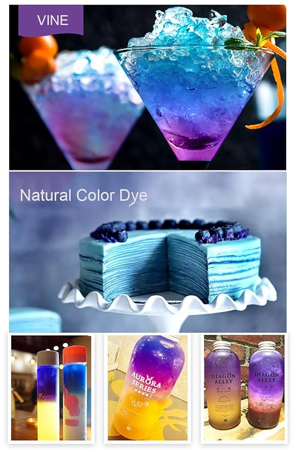 50 Dried Blue Butterfly Pea Flower Tea Bags, Thai Herbal Tea, Blue Purple Pea Tea, Caffeine-Free, Gluten-Free, Non-GMO, Ideal for Cooking, Iced Tea