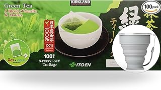 Kirkland Signature Green Tea Bags, 1.5 g, 100-count. Item 979855. Bundle with MORALZA Silicone Collapsible Cup 200ml - 2 Items.