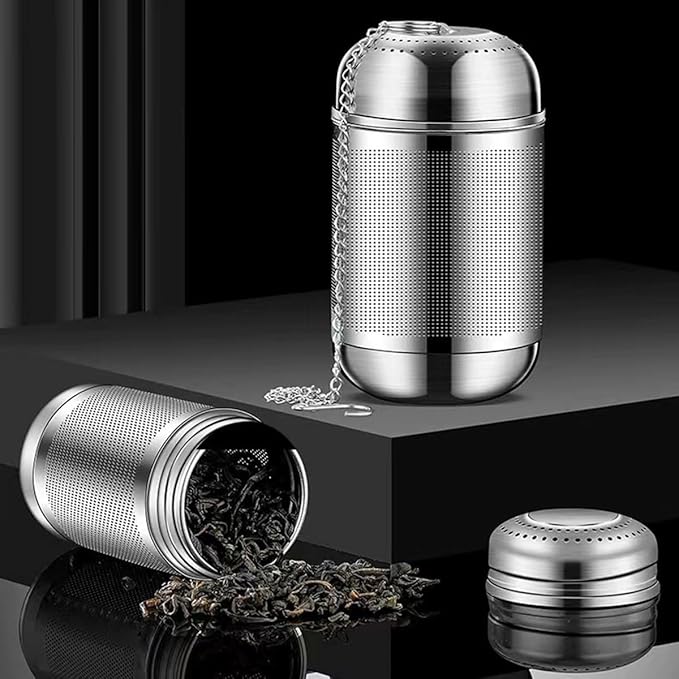 2pcs Tea Infuser, 304 Stainless Steel Tea Strainers for Loose Tea, Loose Leaf Tea Steeper, Fine Mesh Tea Ball holder with Chain Hook and Lid