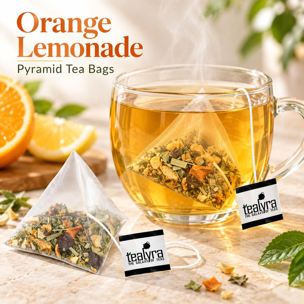Tealyra | Orange Lemonade Herbal Fruit Tea, 25 Pyramid Tea Bags
