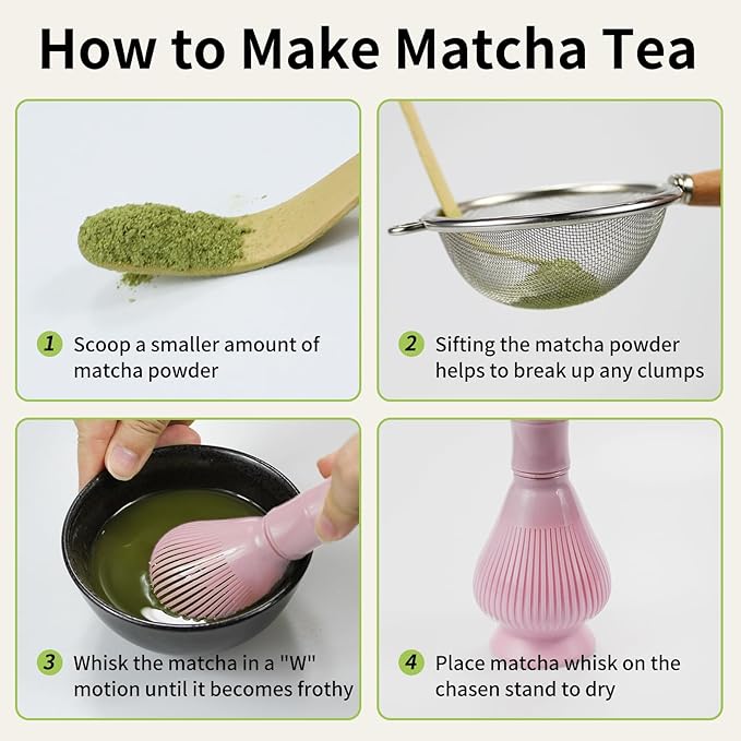 Resin Matcha Whisk Traditional Japanese Chasen Matcha Tea Whisk Gifts for Tea Lovers Reusable Plastic Matcha Whisk for Authentic Tea Preparation (Pink)
